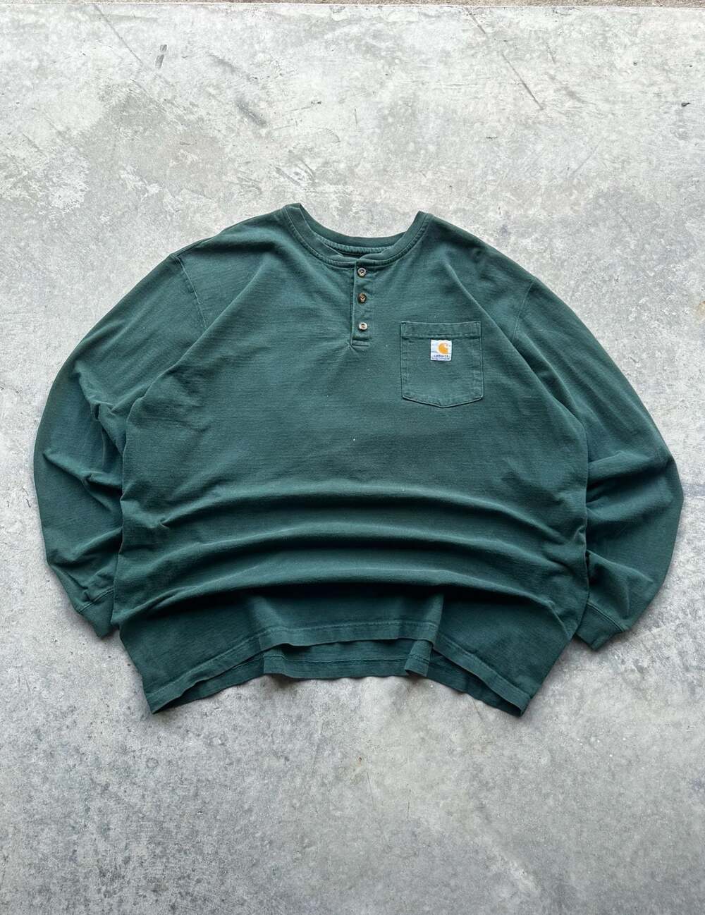 Carhartt Men's Long Sleeve Pocket Henley T-Shirt, Forest Green, 2XL Tall, 100% C